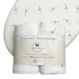 swanstore-2-pack-przescieradlo-muslinowe-do-gondoli-biale-dmuchawce