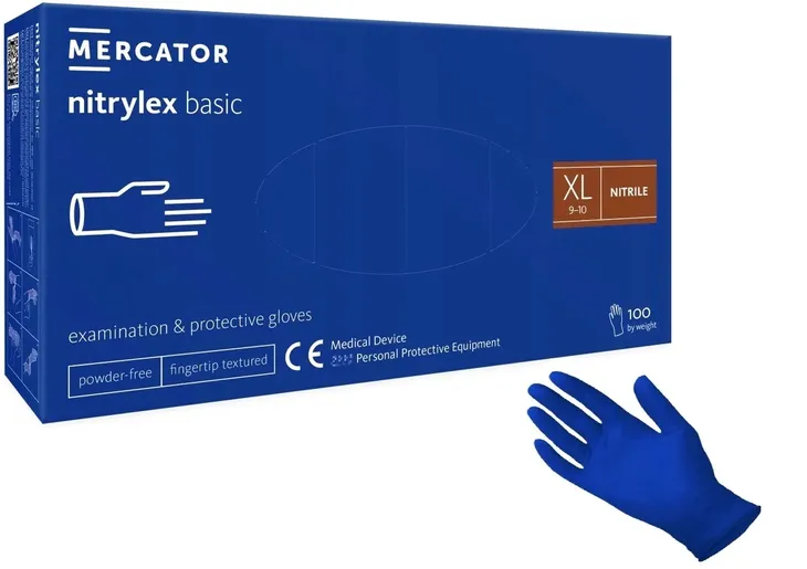 RĘKAWICE rękawiczki NITRYLOWE BEZPUDROWE blue XL
