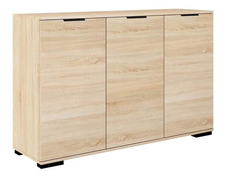 KOMODA Z SZAFKAMI DĄB SONOMA ABS K1 120CM CZARNE UCHWYTY DO SALONU/SYPIALNI