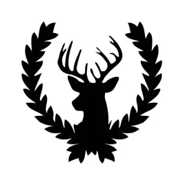odblaskowa-czarna-naklejka-mysliwska-na-samochod-jelen-z-laurem
