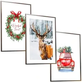 3-x-50x40-a2-zestaw-plakaty-boho-swieta-zima-swiateczne-jelen-auto-choinka