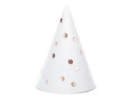 czapeczki-urodzinowe-w-kropki-biale-rozowe-zloto-6szt