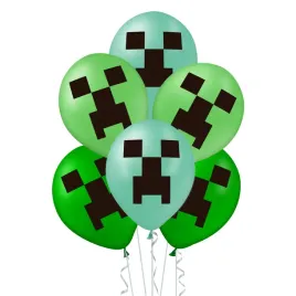 balony-minecraft-na-urodziny-piksele-zielone-12szt