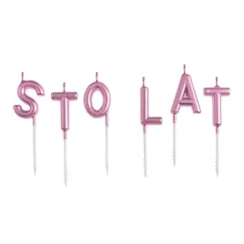 swieczki-urodzinowe-sto-lat-na-tort-rozowe-zloto