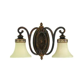 lampa-scienna-kinkiet-podwojny-klasyczny-brazowy-ecru-szklane-klosze-feiss