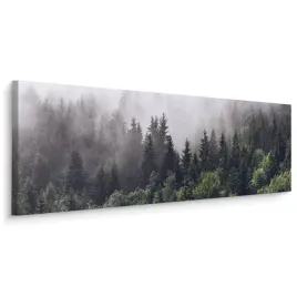obraz-panoramiczny-las-we-mgle-krajobraz-natura-drzewa-145x45