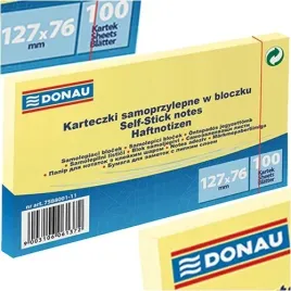 bloczek-karteczki-samoprzylepne-127x76mm-donau-zolte-100-kartek