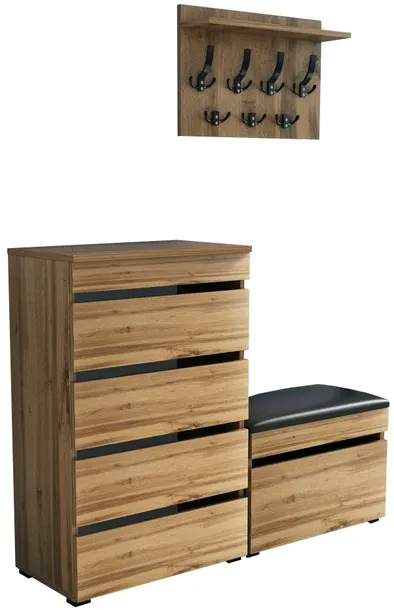 Garderoba Wieszak Szafka komoda na buty z siedzeniem dąb 60 +60= 120cm