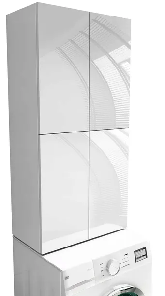 szafka nad pralkę łazienkowa 60 60cm wisząca biała + połysk 60x120