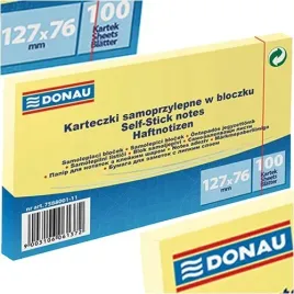 bloczek-karteczki-samoprzylepne-127x76mm-donau-zolte-100-kartek