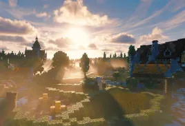 fototapeta-minecraft-shaders-wioska-szer-152-x-wys-104