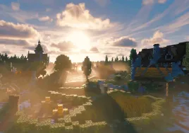 fototapeta-minecraft-shaders-wioska-szer-312-x-wys-219