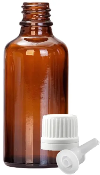 Butelka z KROPLOMIERZEM na propolis apteczna 50ml BIAŁA nakrętka