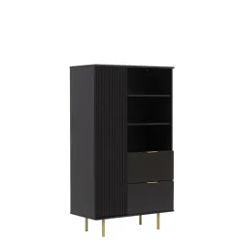 regal-nubia-80cm-z-szufladami-ryflowany-czarny-zlote-nozki
