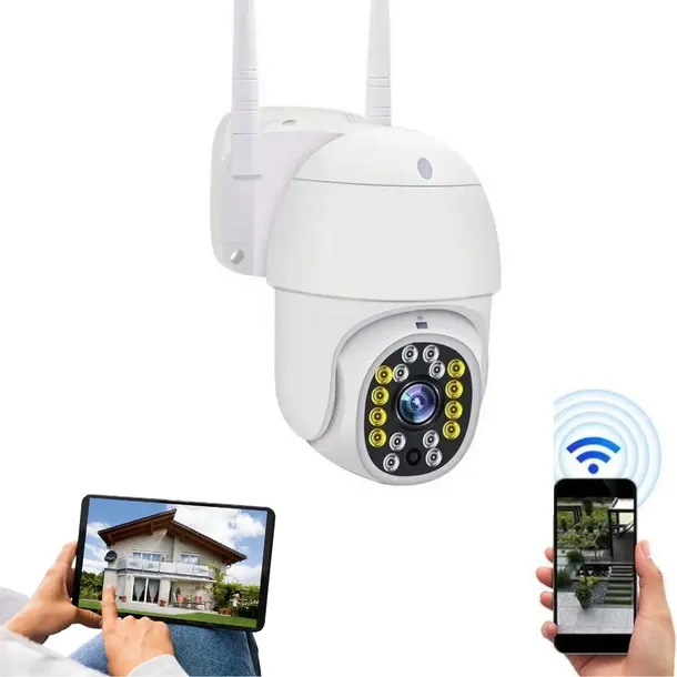 ZEWNĘTRZNA OBROTOWA KAMERA IP WIFI PTZ 5MPX ZOOM DETEKCJA ALARM NOCNA DVX