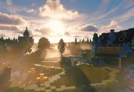 fototapeta-minecraft-shaders-wioska-szer-152-x-wys-104