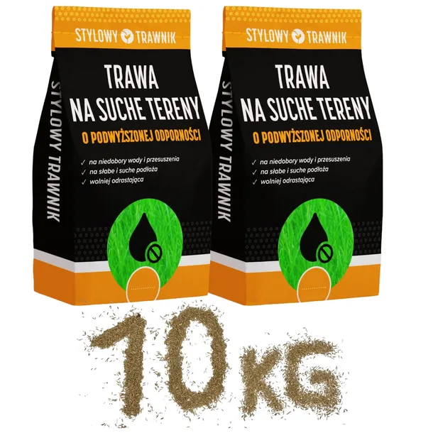 TRAWA NA SUCHE GLEBY TERENY NASIONA TRAWY ODPORNA NA DEPTANIE SUSZĘ 10 KG