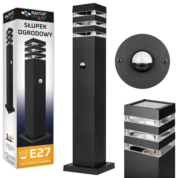 Lampa LED stojąca Ogrodowa słupek 60cm CZUJNIK RUCHU PIR zewnętrzna E27 LED