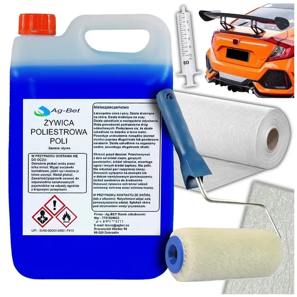 ŻYWICA POLIESTROWA 2 KG + 3 M2 MATY 300 UTWARDZACZ do laminowania , mata