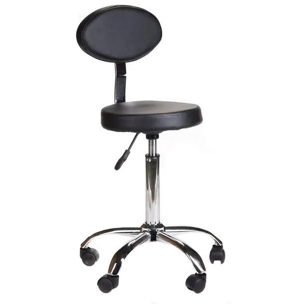 Taboret kosmetyczny medyczny fryzjerski do tatuażu z oparciem BH-7289 Czarn