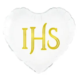 Zdjęcie produktu Balon foliowy serce IHS białozłoty 45cm KOMUNIA SWIETA