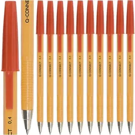 dlugopis-klasyczny-z-zatyczka-0-4-mm-czerwony-q-connect-10-sztuk