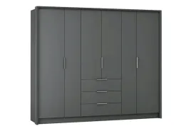 szafa-garderoba-255-pojemna-grafit-biala-szuflady