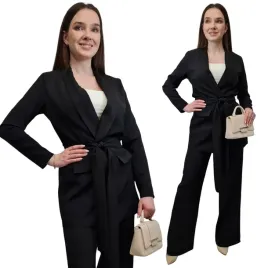 garnitur-damski-czarny-wiazana-marynarka-elegancki-komplet-damski
