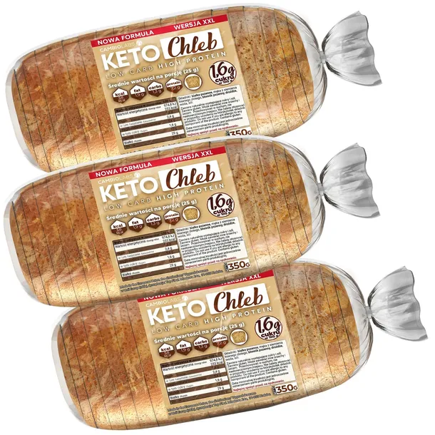 CHLEB X3 PROTEINOWY BIAŁKOWY - zestaw w stylu keto bez cukru węglowodanów