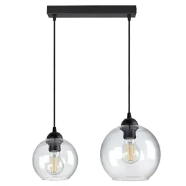 lampa-zyrandol-dwie-rozne-szklane-kule-transparent