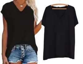 klasyczny-gladki-t-shirt-koszulka-bluzka-bawelna-v-dekolt-m-xxxl-t16