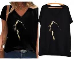 t-shirt-koszulka-bawelna-zlota-aplikacja-kot-kotek-v-dekolt-m-xxxl-t15