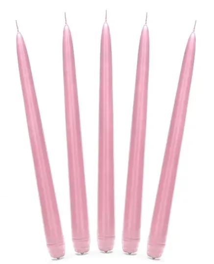 ŚWIECA stożkowa MATOWA JASNO RÓŻOWA 10 sztuk 24 cm