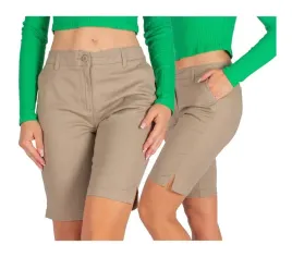 krotkie-spodenki-damskie-bermudy-bezowe-eleganckie-przed-kolano-40-l