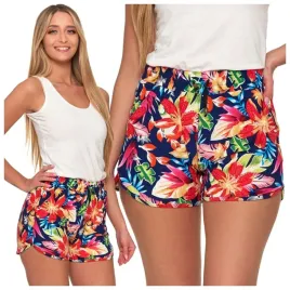 szorty-damskie-wiazanie-tropikalny-wzor-kwiaty-na-lato-kolorowe-moraj