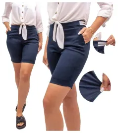 krotkie-spodenki-damskie-eleganckie-elastyczne-granatowe-bermudy-40-l