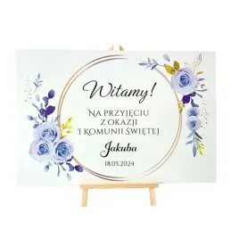 tablica-powitalna-na-komunie-dekoracja-sali-personalizowana