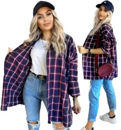 koszula-damska-w-krate-luzna-zapinana-na-guziki