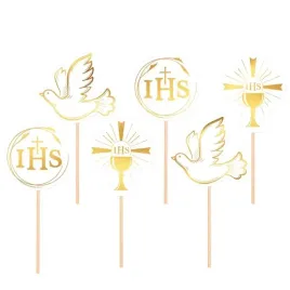 toppery-na-tort-komunia-bialo-zlote-6szt-zestaw-komunia-swieta