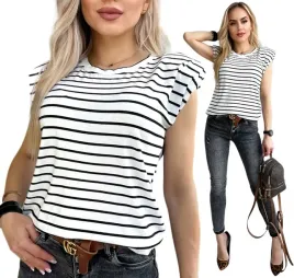 bluzka-damska-t-shirt-krotki-rekaw-w-paski-modny-stylowy