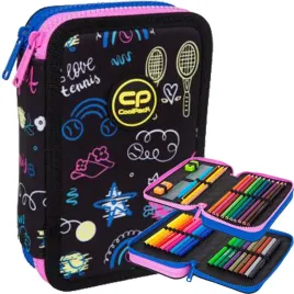 coolpack-piornik-dwukomorowy-wyposazenie-kredki-flamastry-tennis-starr