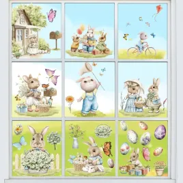 Zdjęcie produktu 100x NAKLEJKI WIELKANOCNE NA OKNO ZAJĄCZEK KRÓLICZEK WIELKANOCNY OZDOBY