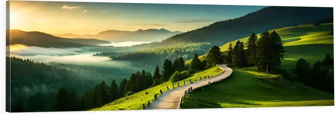 obraz-na-plotnie-panoramiczny-scienny-panorama-gor-mgla-drozka-120x40