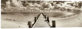 obraz-na-plotnie-do-salonu-sepia-panoramiczny-pomost-w-morzu-plaza-120x40