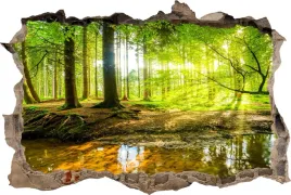 naklejka-na-sciane-fototapeta-3d-dziura-las-drzewa-slonce-promienie
