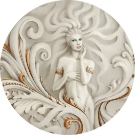 fototapeta-samoprzylepna-okragla-naklejka-scienna-kobieta-abstrakcja-meduza