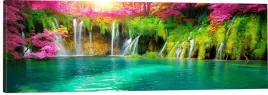 obraz-na-plotnie-do-salonu-panoramiczny-kolorowe-wodospady-tajlandia-120x40