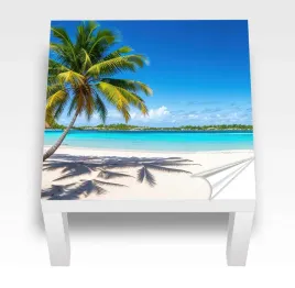 naklejka-na-stolik-kawowy-ikea-lack-palma-tropiki-plaza-laminowana-55x55-cm