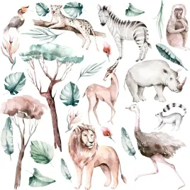 safari-dzungla-lew-slon-naklejki-na-sciane-xxxl