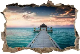 naklejki-na-sciane-fototapeta-3d-dziura-molo-pomost-bali-zachod